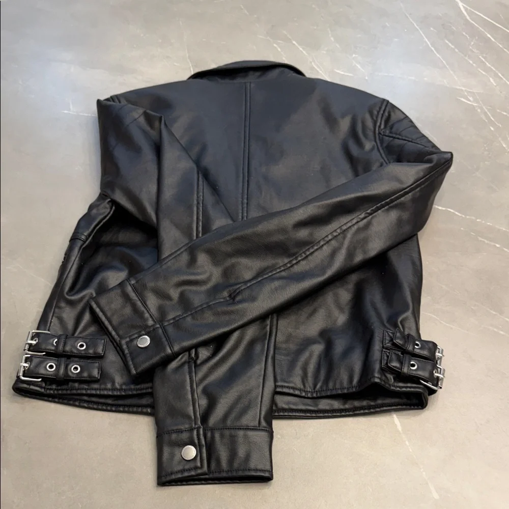 Black Women's Moto Jacket - Picture 3 of 5